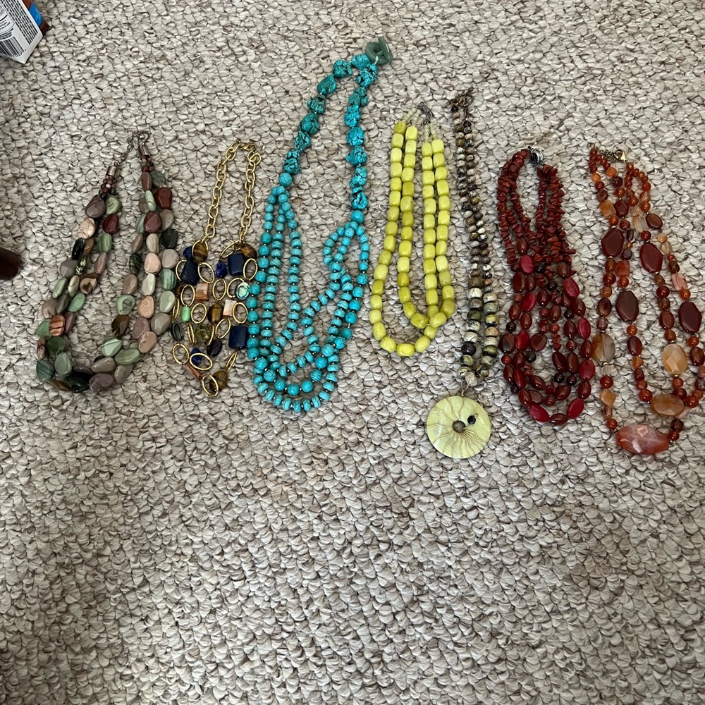 LOT OF SEVEN GENUINE GEMSTONE NECKLACES